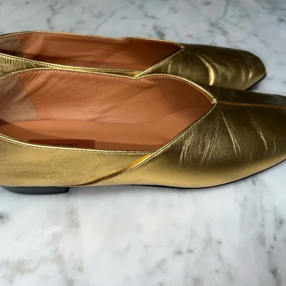 Gold Leather Women's Shoes - Picture 3 of 7
